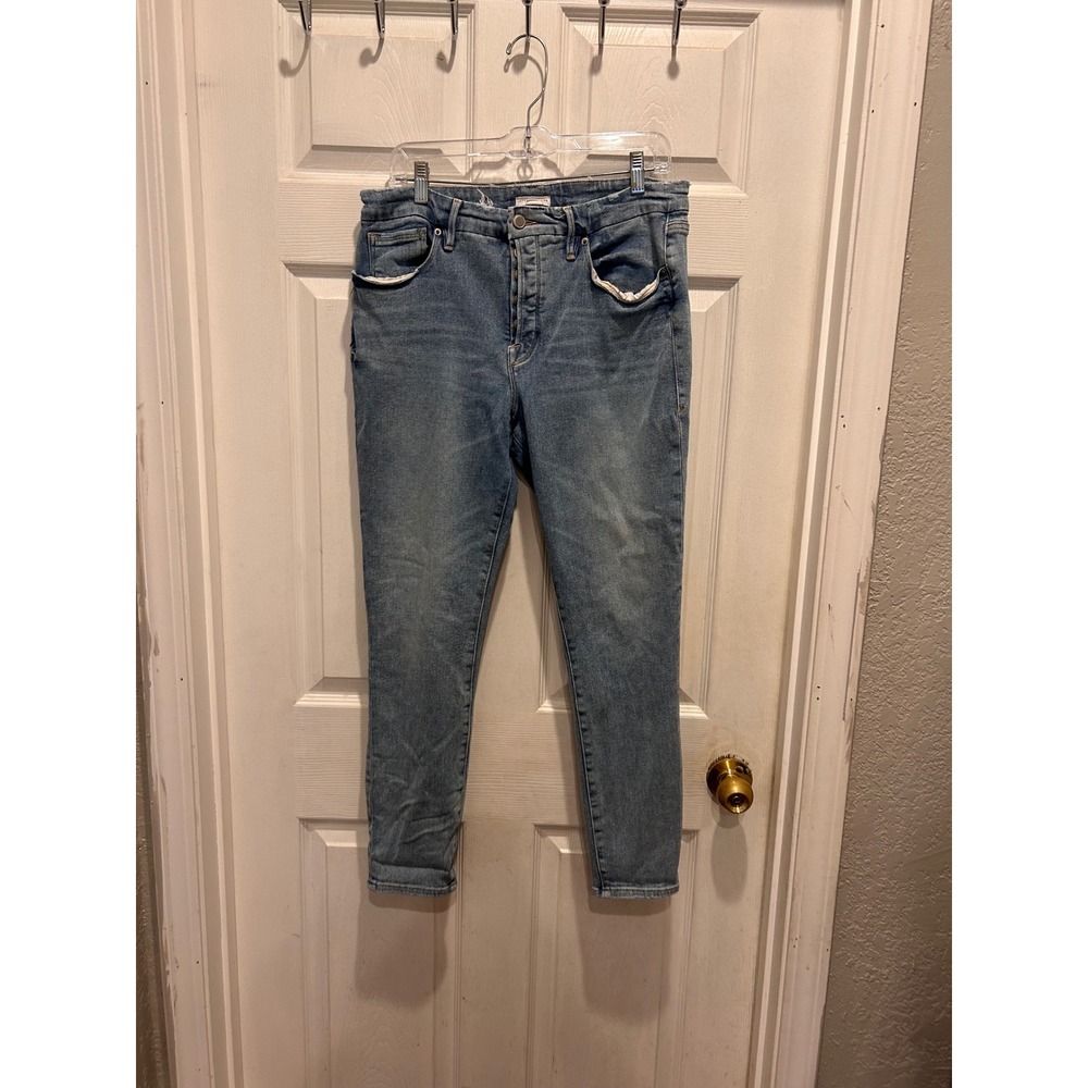 Good American Good Legs Skinny Jeans Indigo317 Button Fly Sz 14 32x28 Light Wash